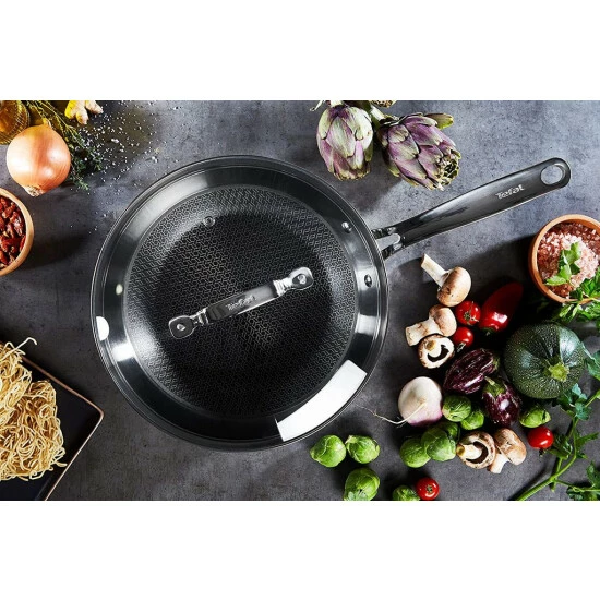 Neu 😀 Tefal WOK Edelstahl Pfanne Mit Glasdeckel °28cm Kratzfest ETERNAL MESH E49716 + Ingenio Pfannenwender 🧨 6 Neu 😀 Tefal WOK Edelstahl Pfanne Mit Glasdeckel °28cm Kratzfest ETERNAL MESH E49716 + Ingenio Pfannenwender 🧨 – Bild 4