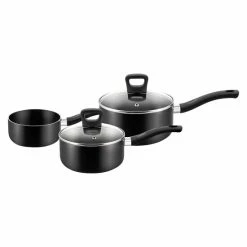 Auslauf ❤️ Tefal Signature 3er Set Kochtopf Soßentöpfe Mit Glasdeckel Ø 16/18 Cm & Milchtopf Ø 14 Cm Suppentopf Stieltopf Geeignet Für Alle Kochfelder Außer Induktion ⭐