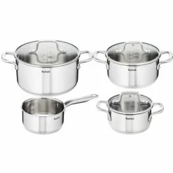 Brandneu 🌟 Tefal Virtuoso Topfset, 7-Teilig, Edelstahl - 7-Teiliges Set Aus 1x Stielkasserolle 16cm, 3x Kochtöpfen 16/20/24cm + 3x Deckel 🥰
