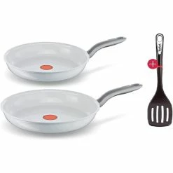 Blitzangebot 😉 Tefal CERAMIC CONTROL WHITE Bratpfannenset Induktion °24/°28cm + Ingenio Pfannenwender 😀