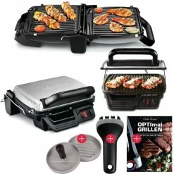 Auslauf ⭐ Tefal 3in1 Kontaktgrill Plus Hamburgerpresse + Reinigungsbürste + Rezeptheft 2000W GC3060 🔔