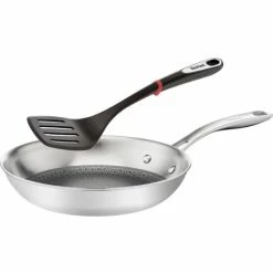 Großhandel 👏 Tefal Bratpfanne ETERNAL MESH Edelstahl °28cm E49706 + Ingenio Pfannenwender 🌟