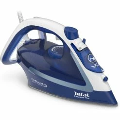 Coupon 🎉 Tefal EasyGliss Plus FV5735, Trocken- & Dampfbügeleisen, Duriliumsohle, 2 M, 220 G/min, Blau, Weiß, 45 G/min 🔔