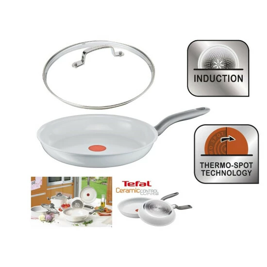 Top 10 🔔 Tefal Ceramic Control White Bratpfanne 24cm + Jamie Oliver Gravur Glasdeckel C90804 🛒 4 Top 10 🔔 Tefal Ceramic Control White Bratpfanne 24cm + Jamie Oliver Gravur Glasdeckel C90804 🛒 – Bild 2