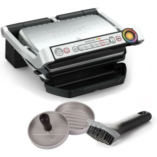 Billig ✨ Tefal OptiGrill+ Kontaktgrill Edelstahl GC712D Plus OXO Reinigungsbürste Plus Hamburgerpresse ✨ 3 Billig ✨ Tefal OptiGrill+ Kontaktgrill Edelstahl GC712D Plus OXO Reinigungsbürste Plus Hamburgerpresse ✨
