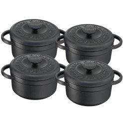 Bestpreis ❤️ TEFAL Set Mit 4 Aufläufen Aus Gusseisen Stone Gagnaire Heritage - Rund - 10 Cm - 0,3 L 🧨