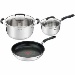 Brandneu 🔥 Tefal G7155S14 Cook&Cool Edelstahl Topfset 5-teilig Mit Glasdeckel Inkl. 28 Cm Bratpfanne Mit ThermoSpot, Für Alle Herdarten ⌛