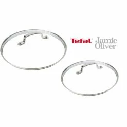 Schlussverkauf 💯 Jamie Oliver By Tefal Glasdeckel Mit Gravur + Edelstahlrand 2er Set °24/°28cm 🥰