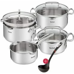 Budget 🥰 Tefal G719S734 DUETTO 8-tlg.Set 3x Kochtopf/Glasdeckel + Stieltopf + Suppenkelle ⭐