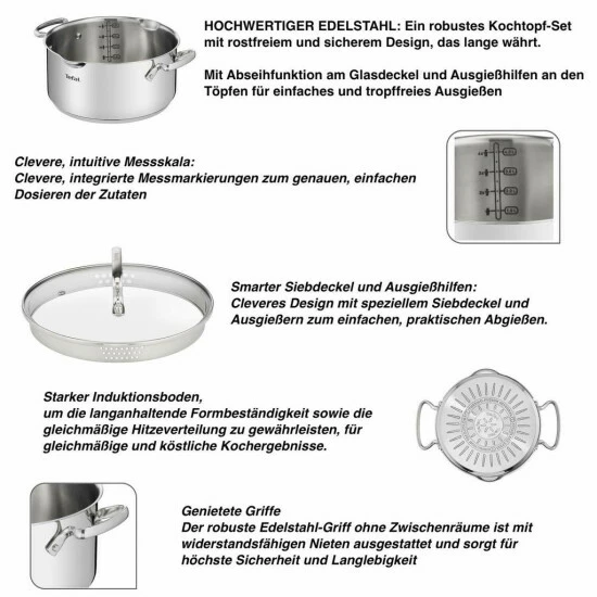 Budget 🥰 Tefal G719S734 DUETTO 8-tlg.Set 3x Kochtopf/Glasdeckel + Stieltopf + Suppenkelle ⭐ 6 Budget 🥰 Tefal G719S734 DUETTO 8-tlg.Set 3x Kochtopf/Glasdeckel + Stieltopf + Suppenkelle ⭐ – Bild 4